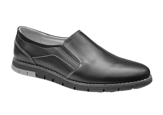 Pantofi barbati, casual din piele naturala, Negru, GKR81N